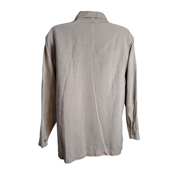 Talbots Linen/Cotton Women's Petite Large Beige Embroidered Button-Up Shirt - Picture 5 of 11